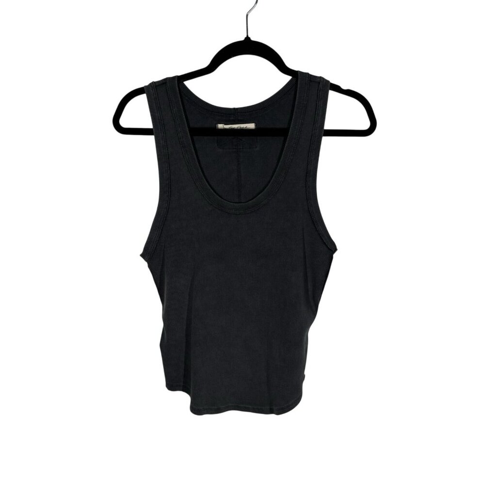 We The Free Women XL Washed Black Ribbed Jersey Grunge Kate Scoop Tank Top NWOT - Picture 3 of 12